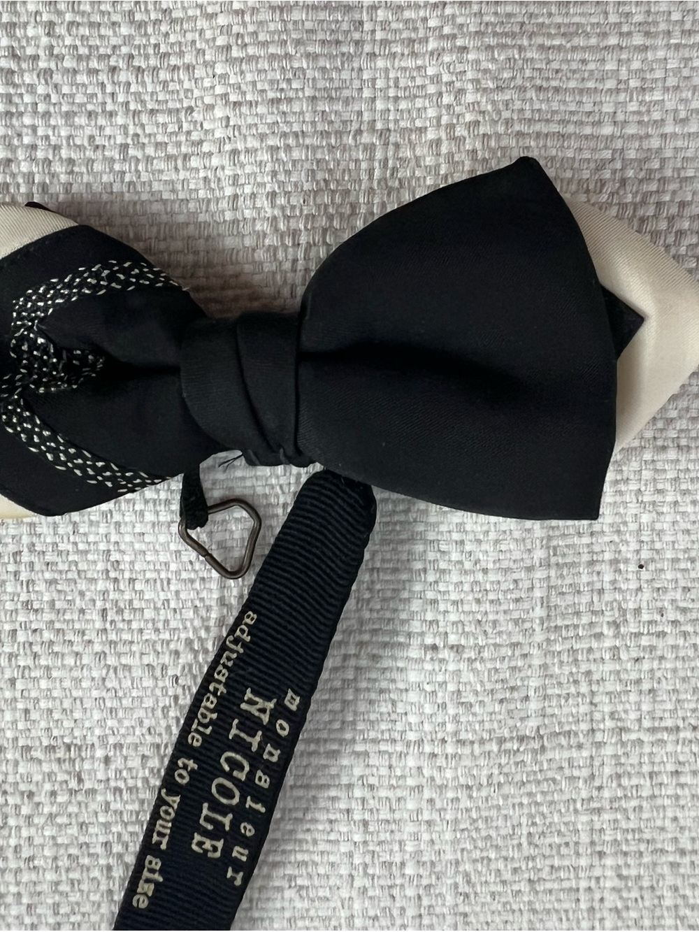 Monsieur Nicole Vintage Japanese silk black & white Bow Tie and cummerbund.